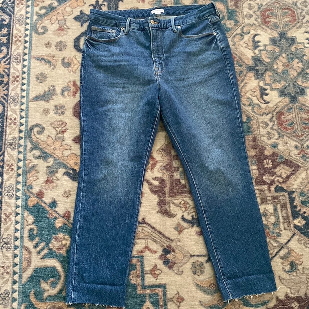 Good American good crop raw hem slim size 16